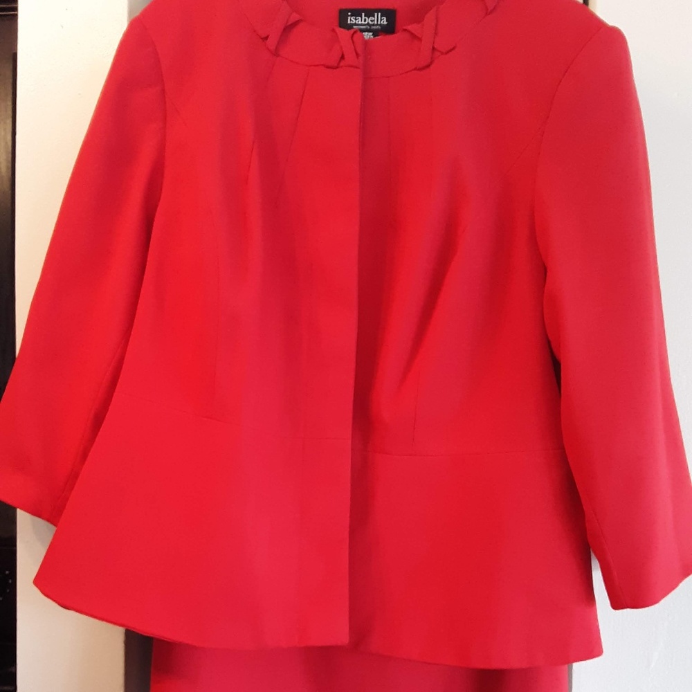 Women's Red 2 Piece Skirt Suit